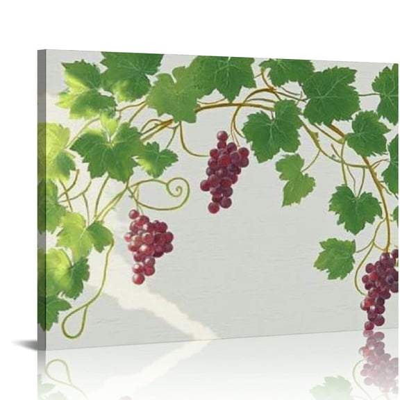BCIIG Grapes Vine Leaves Canvas Wall Art Print for Living Room Bedroom Home Office Decor 20x16in