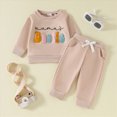 thumbnail image 6 of HCNTES Baby Girl Clothes Winter Toddler Girl Boy Long Sleeve Top Long Pants Set Toddler Sweatsuits Embroidered Letter Graphic Crewneck Sweatshirt + Joggers Pants Outfits Set, 6 of 9
