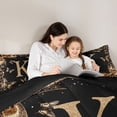 thumbnail image 5 of Catabedysis Brown Bows Monogram K 7-Piece Twin Bedding,Classic Fashion Leopard Print Bedding Comforter Set,Black Reversible For Girls, 5 of 7