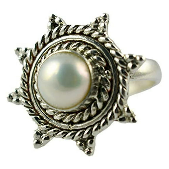 Navya Craft Freshwater Pearl 925 Sterling Silver Handmade Women Statement Ring, Pearl Jewelry Size 12.0