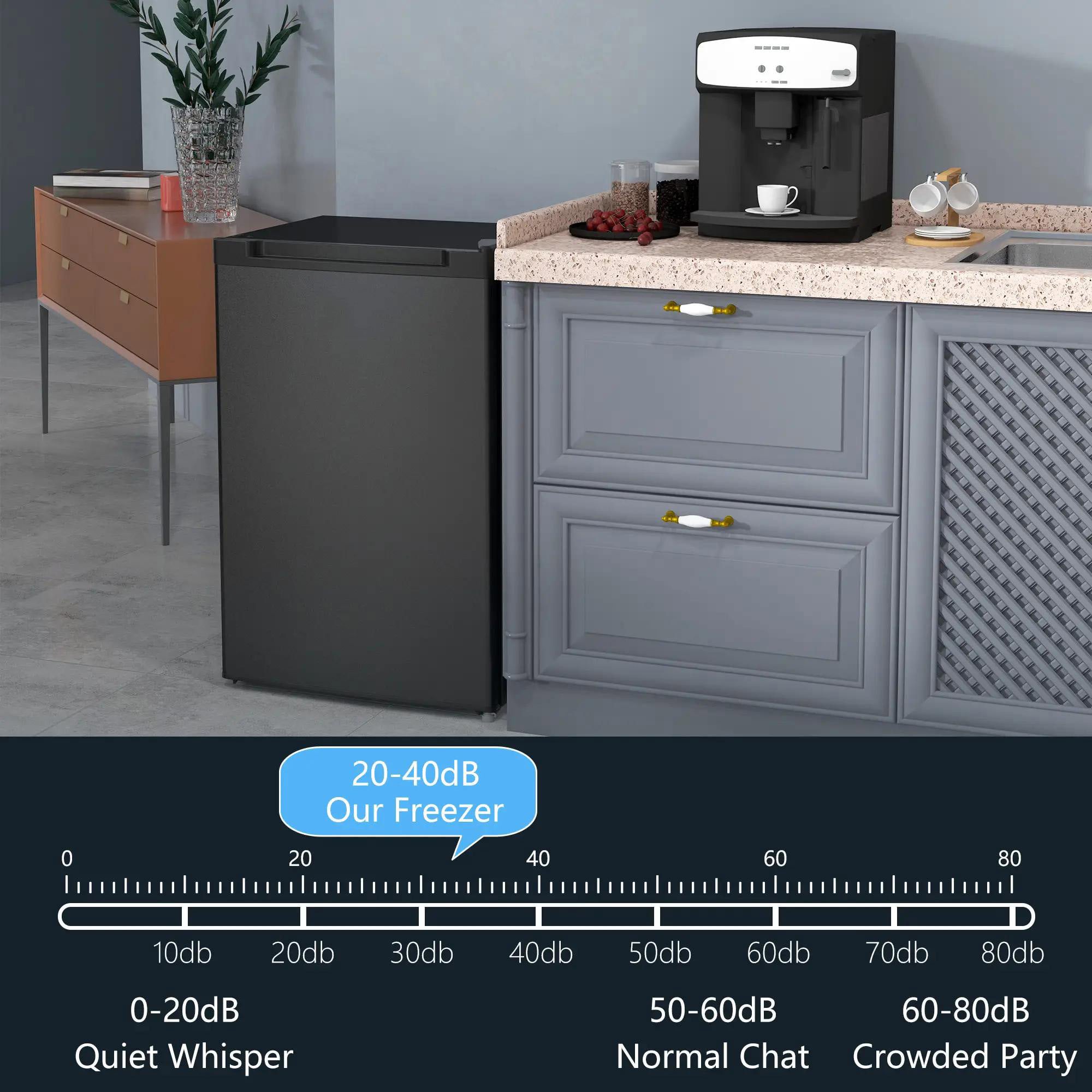 Resenkos Upright Freezer, 3 Cu Ft Small Freezer with Reversible Single Door, Smart Thermostat Control, Apartment, Black