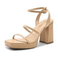 thumbnail image 1 of Sandalias DREAM PAIRS con Plataforma y Tacones de Tiras para Mujer Nude Talle 9, 1 of 5