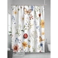 thumbnail image 5 of Shower Curtains Watercolor Flower Butterfly Bath Curtain Plant Leaf Waterproof Bathroom Shower Curtain Set with Hooks Decoration 72 x 84 Inches, 5 of 7