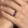 thumbnail image 4 of Gem Stone King 925 Silver and 10K Yellow Gold Pink Created Sapphire and Black Onyx and Lab Grown Diamond Engagement Ring for Women | 1.86 Cttw | Oval 9X7MM | September Birthstone | Size 8, 4 of 6