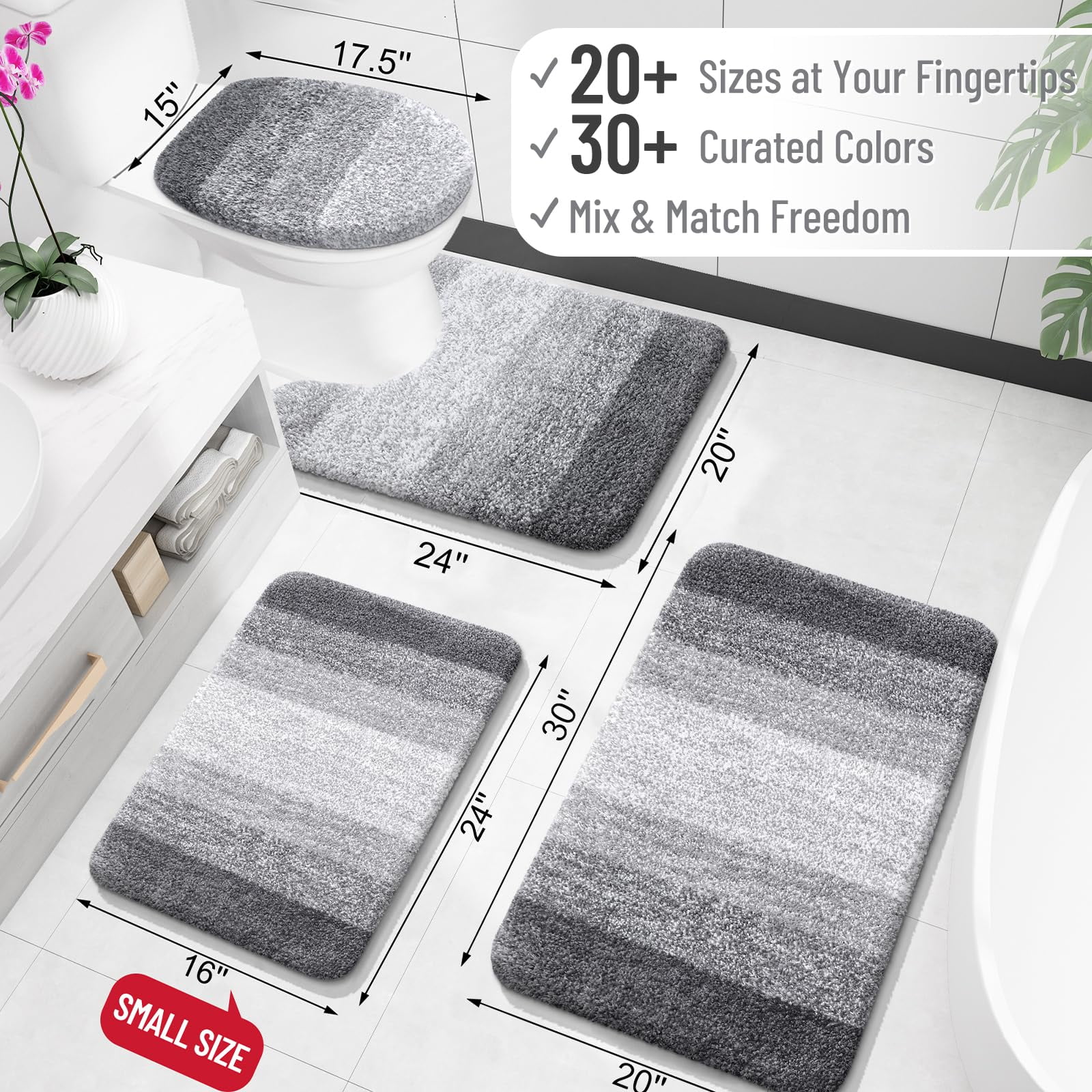 Bathroom Rugs Mat 30x20  Extra Soft Absorbent Microfiber Bath Rubber Backing Quick Dry Machine Washable Mats For Floor Tub And Shower Home Decor Accessories Grey