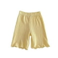 thumbnail image 1 of Lenpel Toddler Baby Girls' Shorts Solid Color Elastic Waist Ruffle Hem Textured Shorts Casual Summer Shorts 2-9 Y, 1 of 5