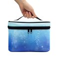 thumbnail image 3 of HELLHERO Polyester Travel Makeup Bag with Brush Compartment Handheld Cosmetic Case Brush Slots Home Travel Office, Blue Glitter Gradient, 3 of 6