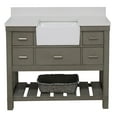 thumbnail image 2 of Charlotte 48" Farmhouse Bathroom Vanity with Weathered Gray Cabinet and Quartz Top, 2 of 6
