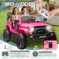 thumbnail image 4 of Xuanlur 24V Ride on Toys with Width Seat, Ride on Car with Remote Control, Kids Ride on Truck Car for Kids, Rear Suspension, Portable Pull Rod, Light, Trunk Storage, Bluetooth, USB, 2.5-4MPH (Pink), 4 of 7