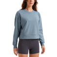 thumbnail image 1 of Sudadera CRZ YOGA SoftAura con cuello redondo y manga larga para mujer, azul, 1 of 4