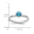 thumbnail image 2 of 925 Sterling Silver Bezel Polished Stackable Low 5mm Round Blue Topaz Ring Size 8 Stackable Ring for Women, 2 of 2