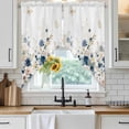 thumbnail image 6 of Navy Blue Spring Floral Swag Valances for Windows, Kitchen Curtains 36 Inch Length 2 Panels Set, Elegant Pastoral Flowers Watercolor Short Curtains for Small Windows Rod Pocket Cafe Curtains 28"x36", 6 of 8