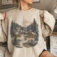 thumbnail image 4 of Cozy Winter Village Graphic Sweatshirt | Scenic Snow Cabin Print Pullover, 4 of 8