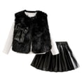 thumbnail image 2 of Tfken Toddler Children Girls Outfits Sets Elegant Solid Color Tops Skirts Long Sleeve Black Clothing Set Size 2-3 Years, 2 of 9