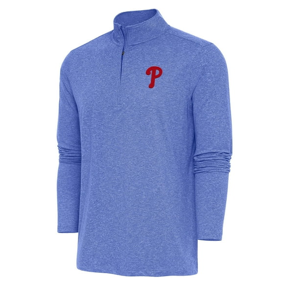Men's Antigua  Heather Royal Philadelphia Phillies Hunk Quarter-Zip Pullover Top