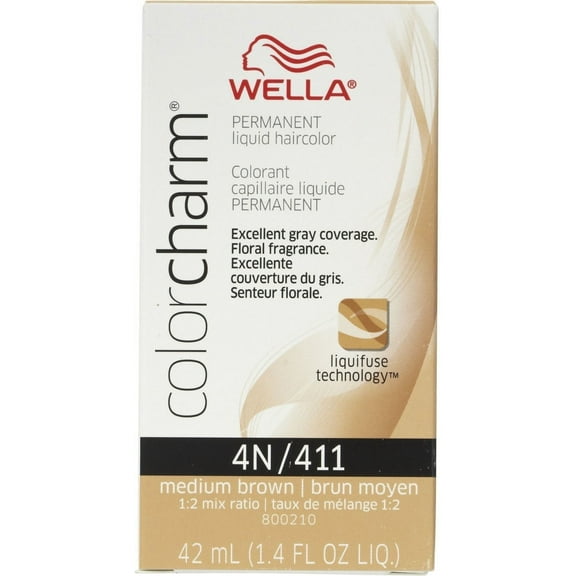 Wella Color Charm Liquid Hair Color, 4n/411 Medium Brown, 1.4 fl oz, 3 Pack