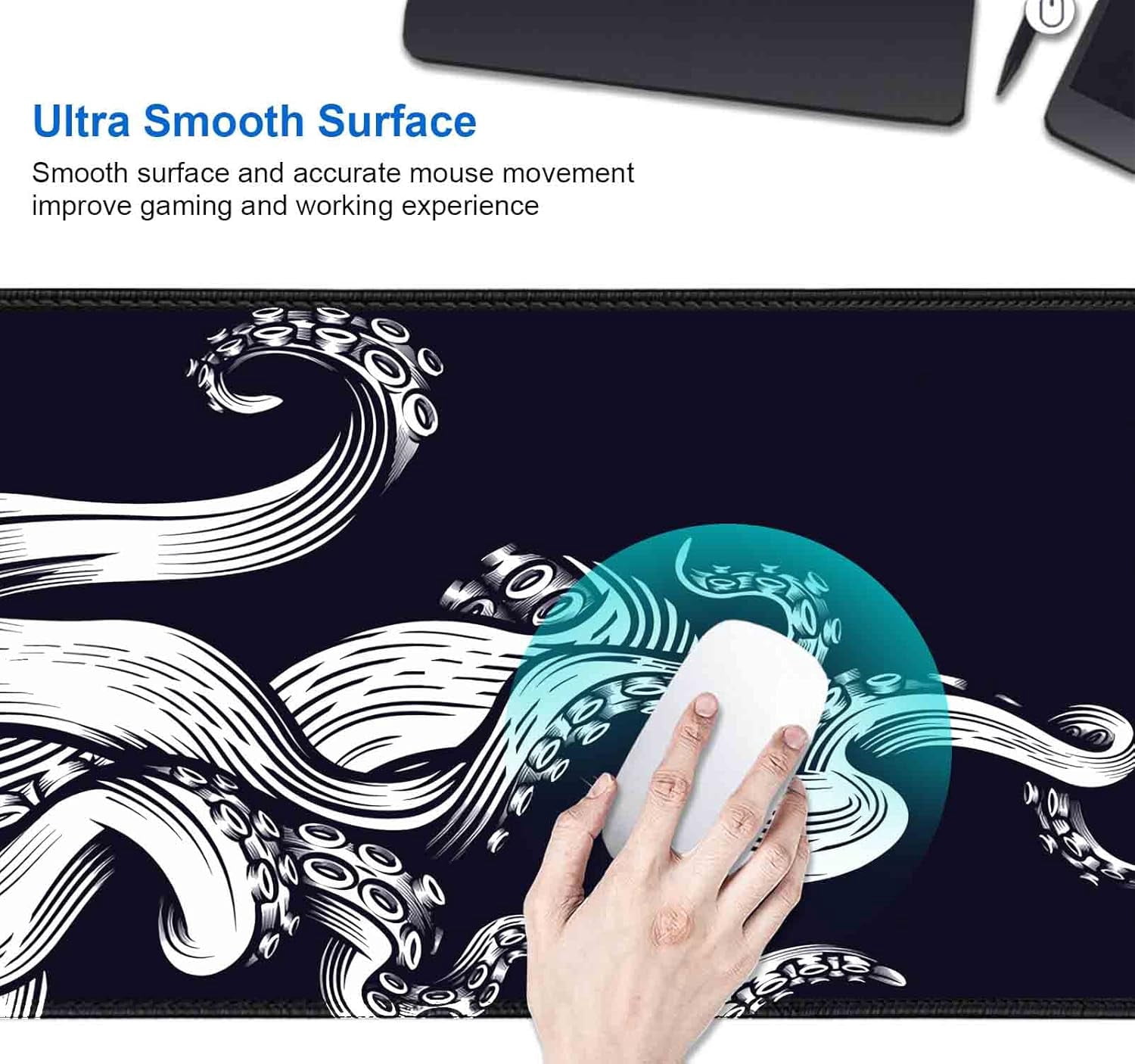 Large Mouse Pad (35.4x15.7 in), Desk Mat, Full Desk XL XXL Extended Gaming Mousepad, Big Keyboard Pad for Desktop, Laptop Computer Accessories - Black and White