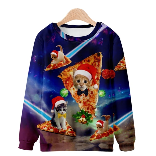 Chemises de Noël à Manches Longues pour Hommes Mode Décontractée Chandail de Noël Chandail en Molleton Impression 3D Manches Longues Col Rond Chandail Haut Chemisiers Chemises de Noël pour Hommes Manches Longues