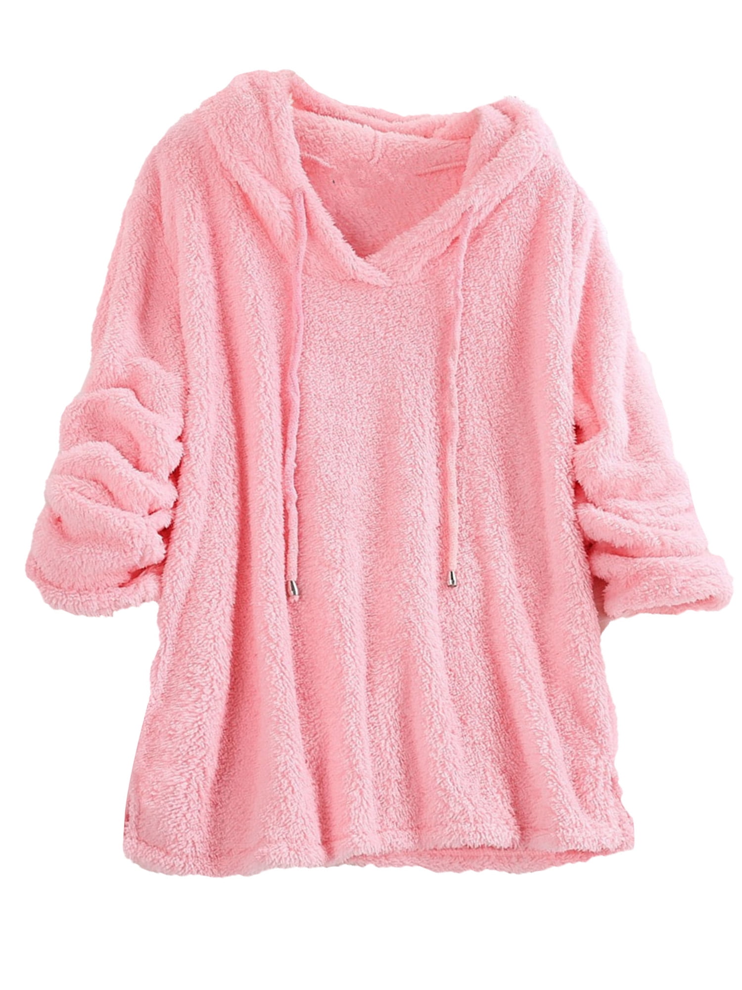 URIBAKE Women Sweatshirt Winter Warm Fleece Leopard Patchwork Button Hem Plus Size Hoodie Top Sweater Blouse