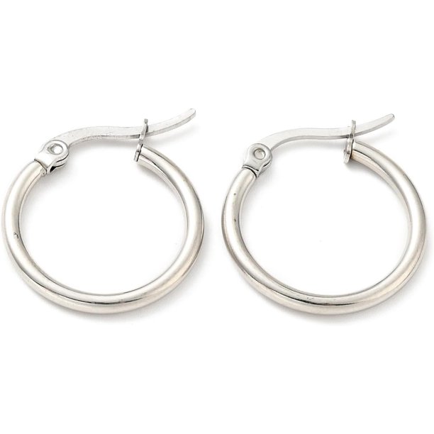 12 pares de pendientes de aro de acero inoxidable 201 para mujer, con pasadores de acero inoxidable 304. Pendientes sencillos y elegantes.