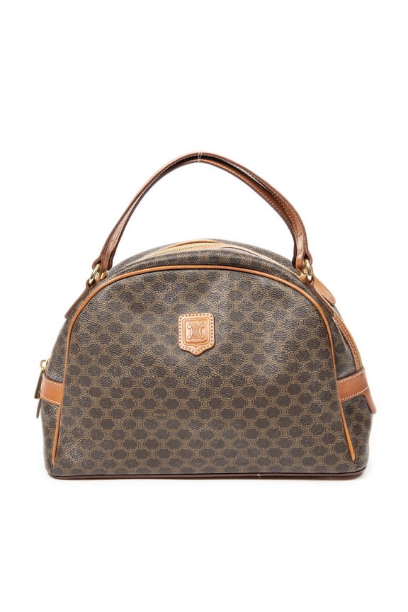 Pre-Owned Celine Brown Dome Bowler Bag Handbag Macadam Coated Canvas