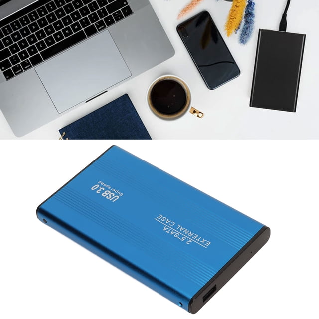 External Mobile Enclosure, USB3.0 HDD Enclosure Ultra Thin Port 5Gbps 2.5in Easy To Use for Office Black,Silver,Blue