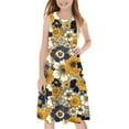 thumbnail image 6 of Spazoro Little & Big Girls A-Line Dress, 2025 New Style Crew Neck Floral Print Sleeveless Summer Dresses for Child Girls Multicolor Size 13 T, 6 of 7