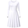 thumbnail image 1 of Offres de Liquidation d'Automne! Robes Décontractées pour Femmes, Robe Élégante à Col Rond et Manches Longues pour Femmes, Blanc, TTTG, 1 of 3
