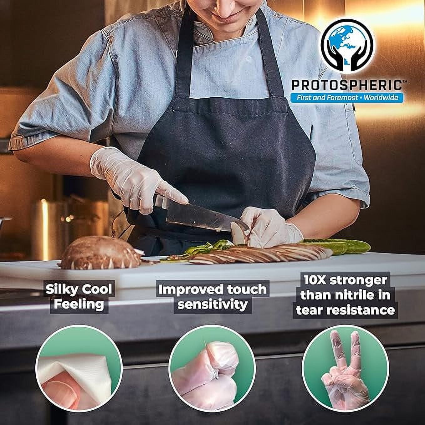 Protospheric Revolutionary NEW Disposable Gloves - 7X Stronger Yet Thinner Than Black Nitrile Gloves