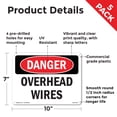 thumbnail image 2 of Overhead Wires OSHA Danger Rigid Plastic Sign 10 Inch x 7 Inch - 5 Pack, 2 of 8
