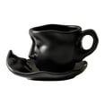 thumbnail image 3 of TISHITA Coffee Cup with Saucer Tea Cup and Saucer Interesting European 100ml Water Glass Teaware Cappuccino Cups Human Face Shape Mug black, 3 of 8