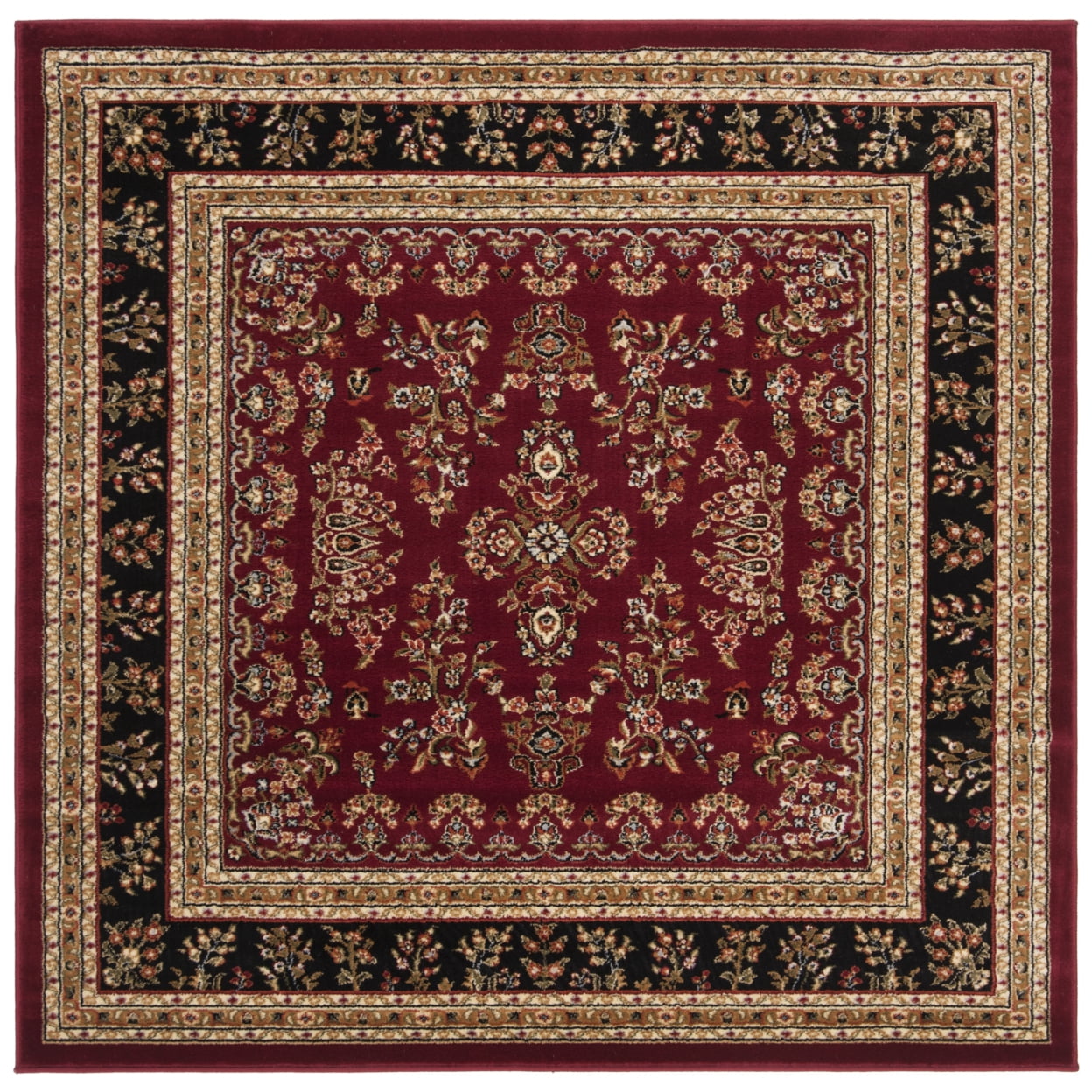 SAFAVIEH Lyndhurst Isadora Traditional Bordered Area Rug, Red/Black, 5'3" x 5'3" Round