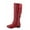 Red, variant on Coco-20 Women's Fashion Buckles Low Heel Round Toe Zipper Knee High Riding Boots