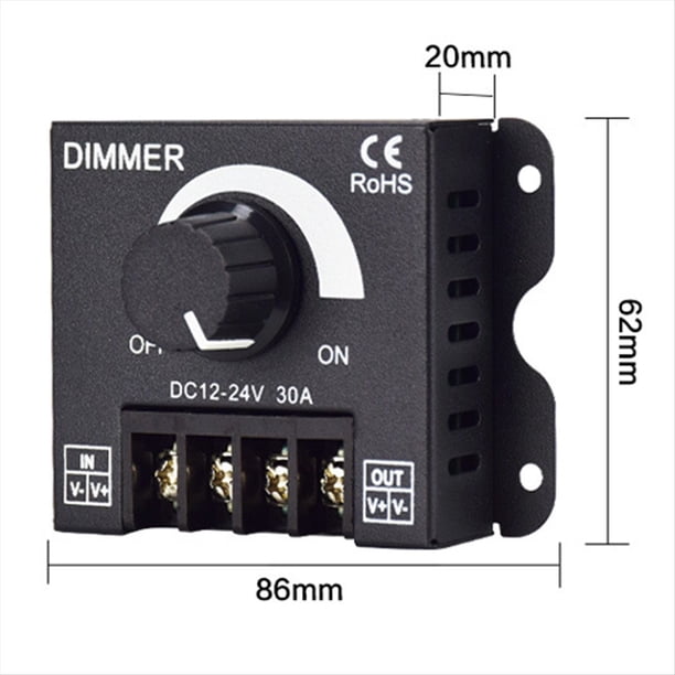 5 Piezas DC 12V 24V LED Dimmer Switch 30A Regulador de Voltaje Controlador Ajustable para Tira de LED Atenuadores de AtenuacióN de Luz