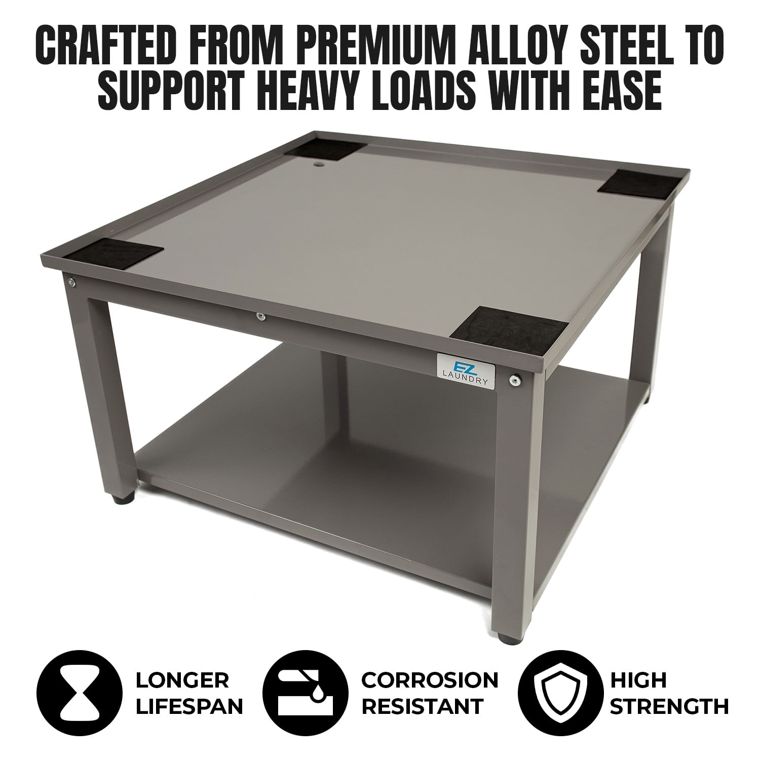 EZ Laundry Pedestal 24" x 16" Grey Steel Riser for Front Load Washer and Dryer