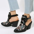 thumbnail image 2 of Anuirheih Summer Ladies Shoes Embroidered High Heel Closed Toe Sandals Casual Women's Sandals Sandals Women Clearance(Black), 2 of 9