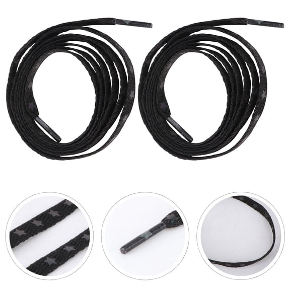 LOLIPPYY 1 Pair Glow Shoe Laces with Reflective Design for in Black