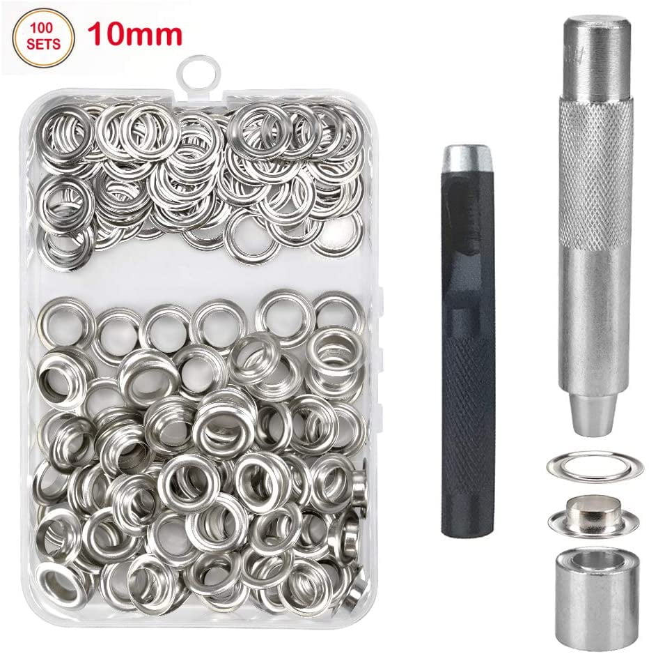 100 Eyelets Grommets w/Ring Die Punch Leather Craft Tools with Storage Box 