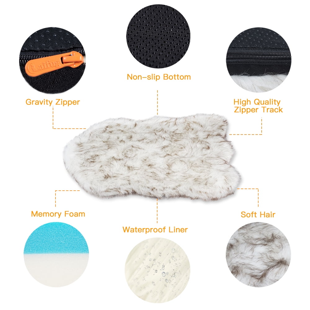 Laifug Large Dog Bed - Comfy Orthopedic Memory Foam, Waterproof Liner, and Washable Cover (White) - Ideal for Comfort and Easy Cleaning
