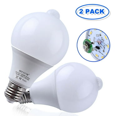 LNGOOR Motion Sensor Light Bulbs,9W (80-Watt Equivalent) E26/27 Motion Activated Dusk to Dawn Security Light Bulb Outdoor/Indoor for Front Door Porch Garage Basement Hallway Closet(White 2 Pack)