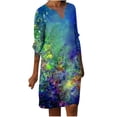 thumbnail image 2 of CEHVOM Robe Mi-Longue pour Femmes, Mode Décontractée, à Imprimé Floral, Ample, Grande Taille, à Col en V, 2 of 5