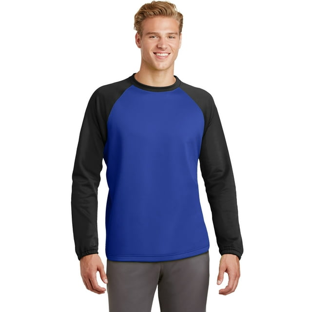 Sport-Tek Sport-Wick Raglan Fleece Crewneck ST242 True Royal/Black 3XL deporte-tek ST242