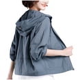 thumbnail image 1 of TACILIP Vestes Courtes de Protection Solaire pour Femmes Grande Taille à Fermeture Éclair Manches Longues Chandail à Capuchon Vestes d'Automne Mode Décontractée Vestes d'Extérieur avec Poches, Vêtements d'Automne pour Femmes, 1 of 3