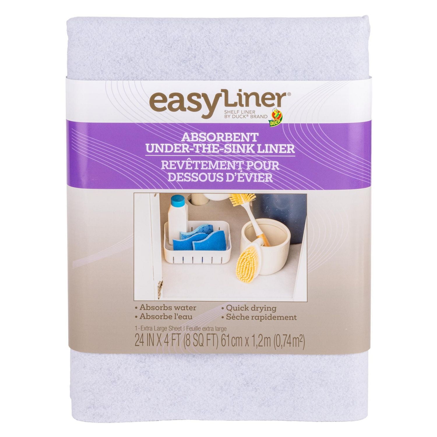 EasyLiner Absorbent Under-the-Sink Liner, White, 24 in. x 4 ft.