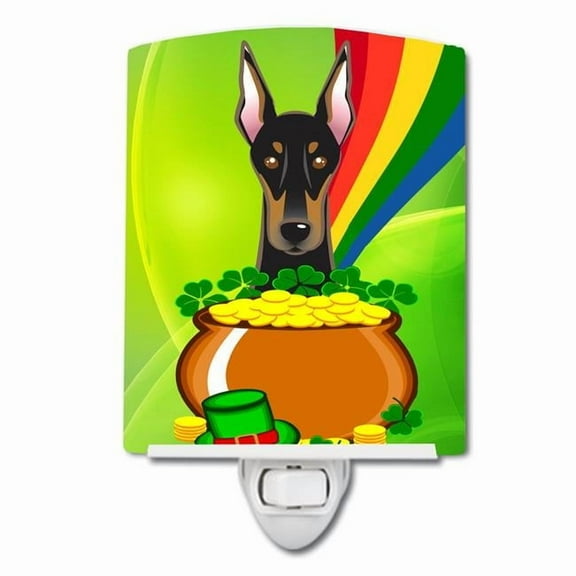 Caroline's Treasures BB1989CNL Doberman St. Patrick's Day Ceramic Night Light, 6x4x3", multicolor