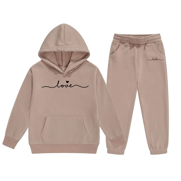 Gaexia Girls Fall Clothes Size 10-12 ,Girls Hoodie and Joggers Set Stylish Winter Outfit Comfy Casual Kids Clothes for Toddler to with Print,4-5 Years