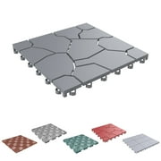 Pure Garden, Patio and Deck Tiles, Polypropylene, Set of 30, Stone Grey