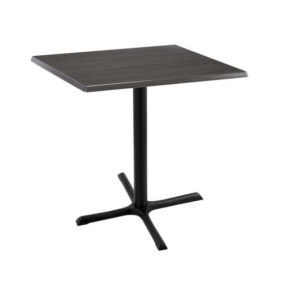 Indoor/Outdoor 36" Tall OD211 Black Table Base with 30" x 30" Foot and 30" x 30" Square Indoor/Outdoor Charcoal Top by the Holland Bar Stool Co.