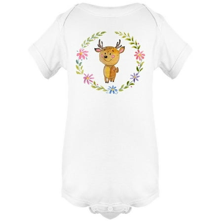 

Baby Deer And Floral Wreath Bodysuit Infant -Image by Shutterstock 12 Months