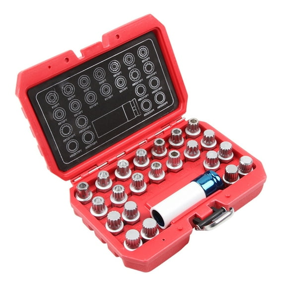 Wheel Lock Key and Socket Lugnut Removal Tool 23 Piece/Set for Various Car Wheel